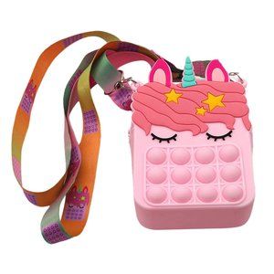 Kid's Pop-It Bubble Unicorn And Fruits Fidget Crossbody Handbag (Pink)